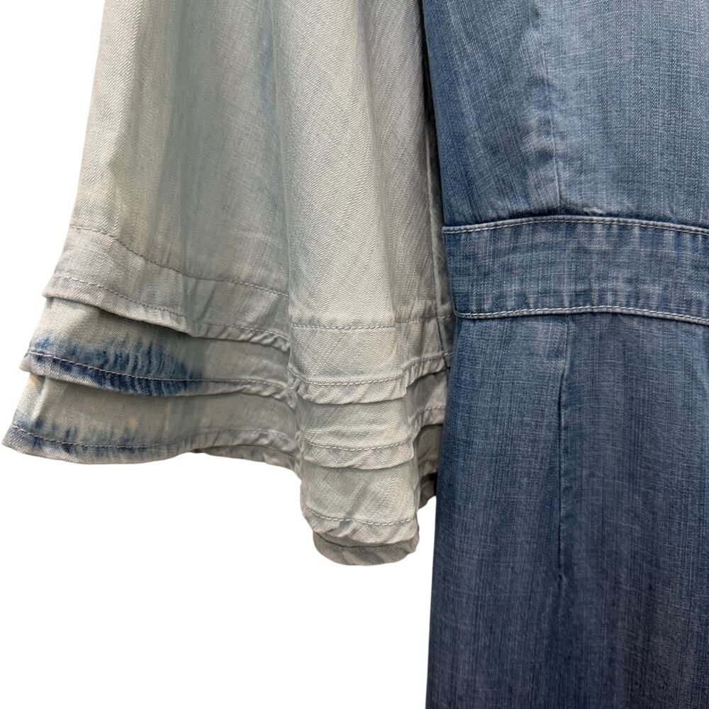 Standards & Practices Chambray Wrap Dress Women’s Size Medium Blue Bell Sleeve - Picture 7 of 15
